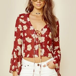 Flynn Skye Boston Lace Up Floral Top